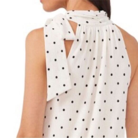 CeCe Polka Dot High Neck Knit A-Line Dress in Soft Ecru Size M - Picture 6 of 7